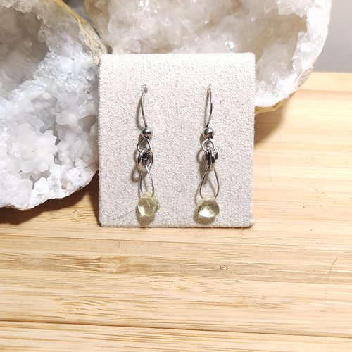 Paire de boucles d'oreilles en quartz citron