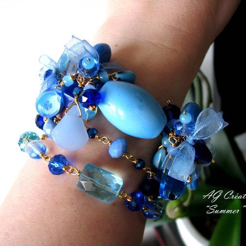 Bracelets / collier a breloques wire wrapping 'summer'  ag créations aleksandra ruchaud