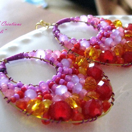 Boucles d'oreilles creoles tissees wire wrapping 'holi"   aleksandra ruchaud ag créations