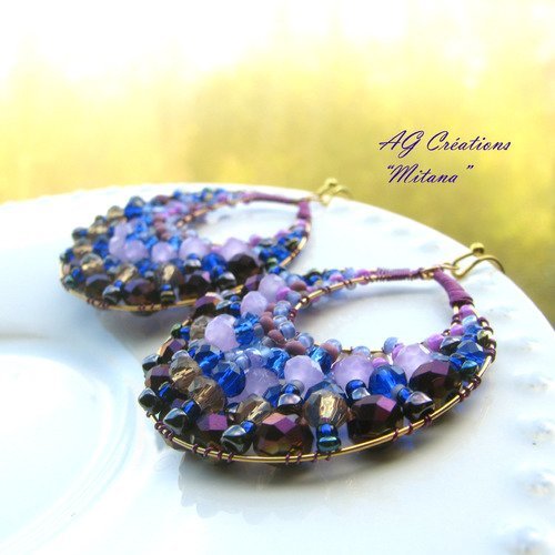 Boucles d'oreilles creoles tissees ovales "mitana"  aleksandra ruchaud ag créations