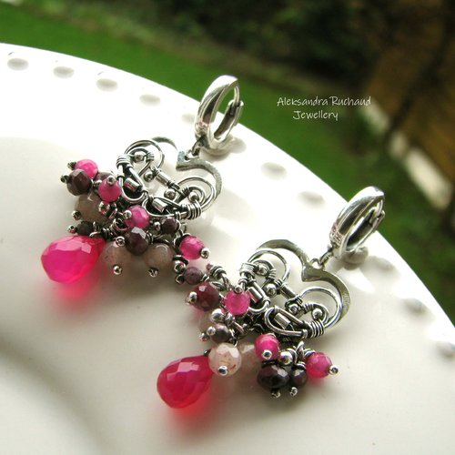 Boucles d'oreilles wire wrapping fil torsade argent massif "il piccolo cuore"  ag créations