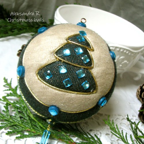 Boule de noel faite main "sapin" shabby chic