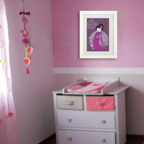 Affiche d'une petite geisha, décoration chambre de fille 