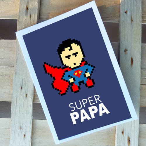 Carte super papa, carte à volet avec enveloppe 