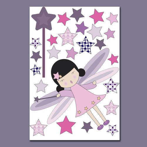Stickers de fée et étoiles pour décoration fille, chambre enfant 