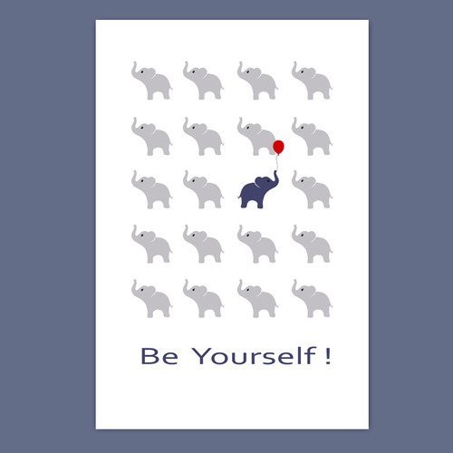 Affiche citation éléphants " be yourself " 