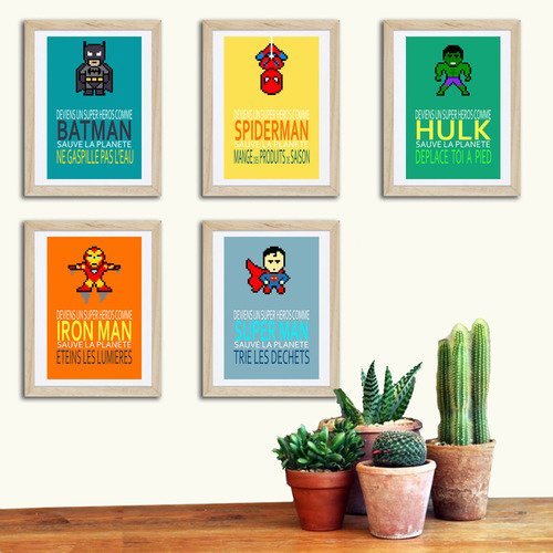 5 affiches superhéros avec citations écolos pour sauver la planète, affiche écolo, humour,