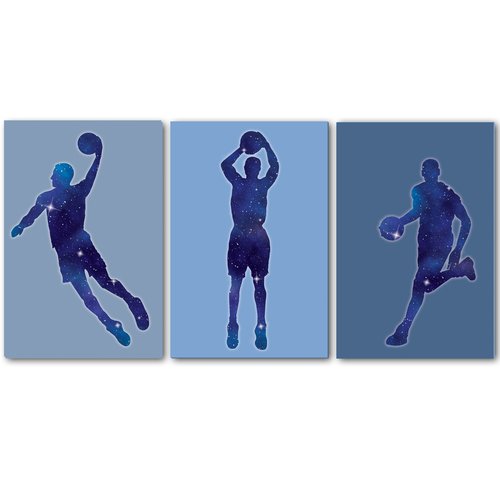 3 affiches basket, ados, adolescent, décoration garçon, sport, motif galaxie, cadeau pour adolescent