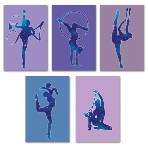 5 affiches grs gymnastique rythmique et sportive, ados, adolescente, décoration, sport, motif galaxie