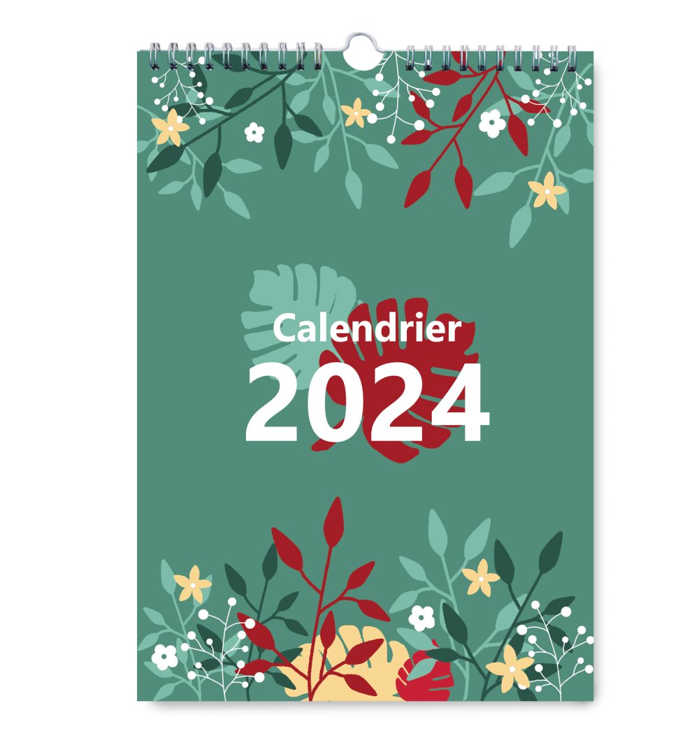 Carte Postale Calendrier 2024 avec Aquarelle Peinte Fleurs marin