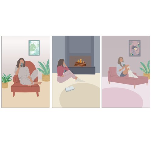 3 affiche femme minimaliste, détente , cocooning