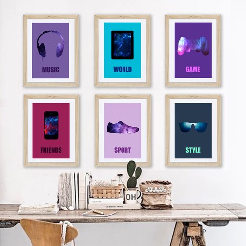 6 affiches adolescentes, décoration chambre fille, sport, game, cadeau jeune fille stylé