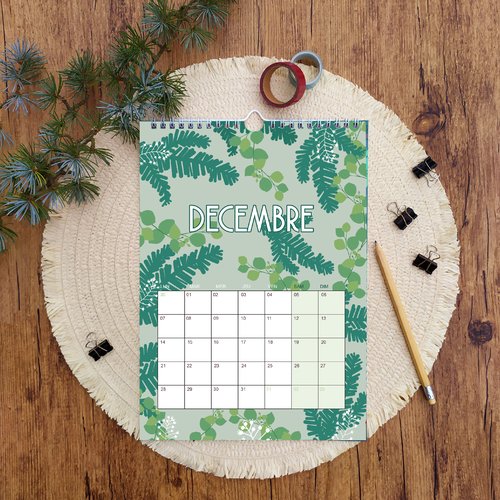 Calendrier 2026, format a4, motif coloré, accroche mural