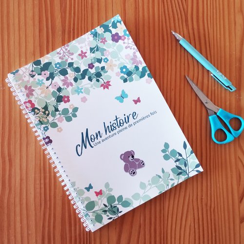 Album de souvenirs bébé, ses premières fois et son histoire, format a4, à compléter avec photos