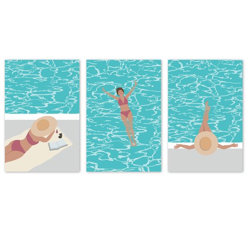 3 affiche piscine, été et eau turquoise