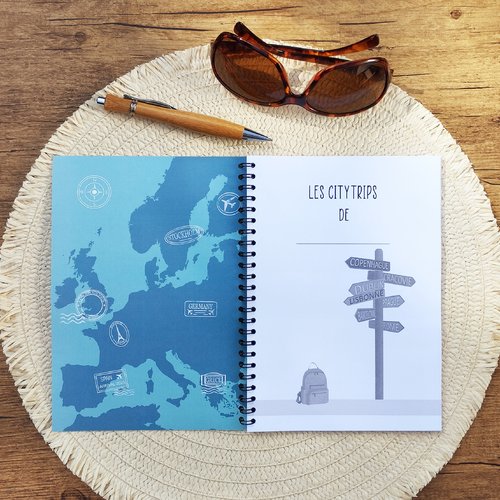 Citytrips à compléter, carnet de voyage, 5 voyages à décrire.