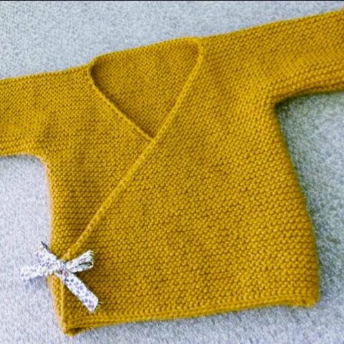 Gilet Cache Coeur Brassiere Layette Vetement Bebe Naissance Tricot Noeud Cordon Liberty Un Grand Marche