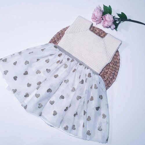 Magnifique Robe Tulle Vetement Bebe Fille Princesse Robe Ceremonie Bapteme Mariage Crochet Tulle Dore Or Un Grand Marche