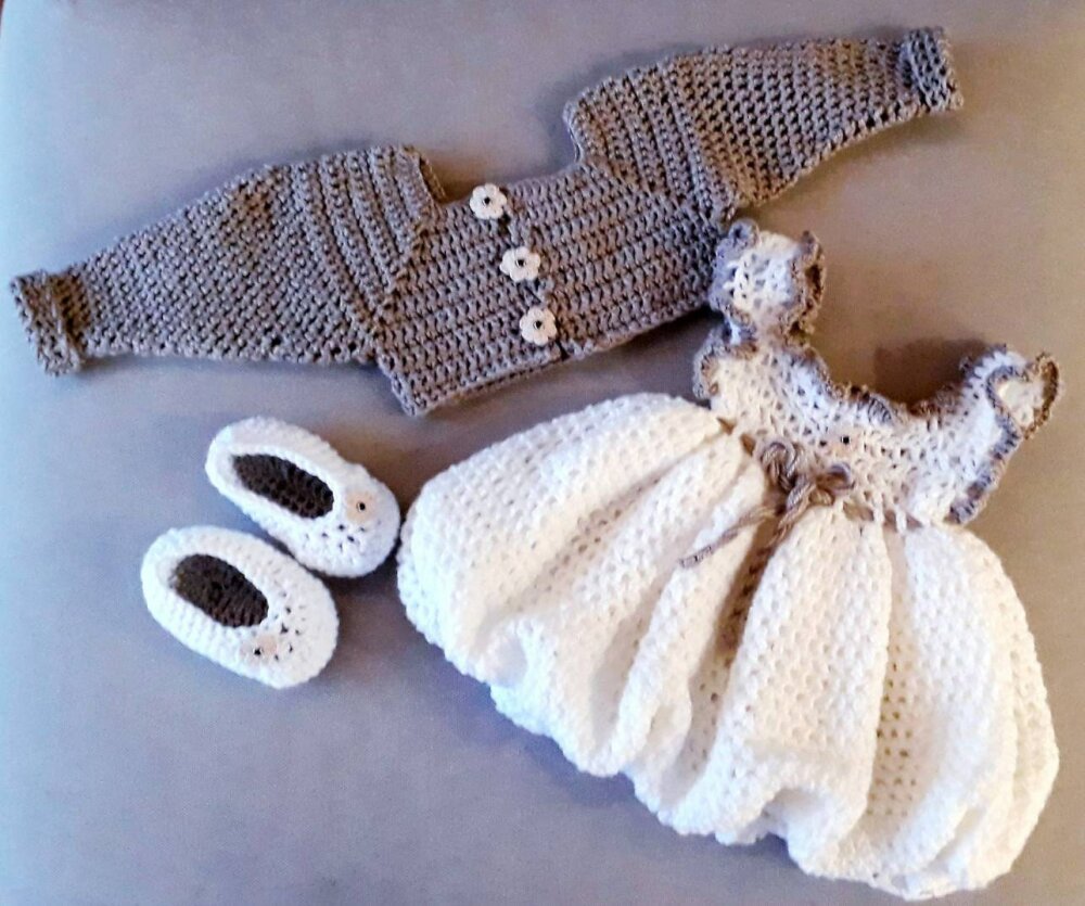 Vetement Bebe Fille Ensemble Robe Bolero Ballerines Tricot Robe Crochet Gilet Bolero Chaussons Ballerines Crochet Fille 0 3 6 9 12 Mois Un Grand Marche