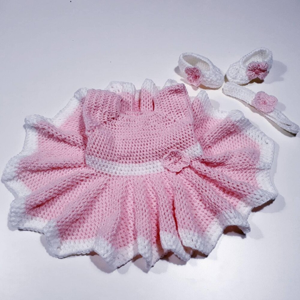Vetement Bebe Fille Ensemble Robe Chaussures Bandeau Robe Crochet Bebe Robe Tricot Chaussures Ballerines Crochet Fille 3 18 Mois Un Grand Marche