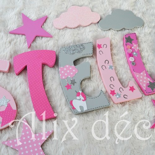 Licorne Décoration Idées Cadeau Chambre Decor Nursery Personalised tissu lettre