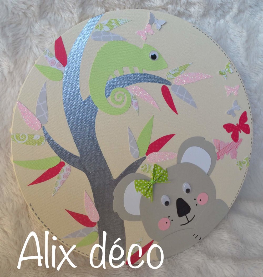 Tableau Enfant Toile Ronde Decoration Enfant Decoration Koala Cadeau Naissance Chambre Bebe Un Grand Marche