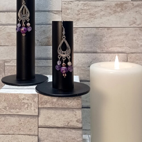 Boucles d'oreilles chandelier avec perles "iris"