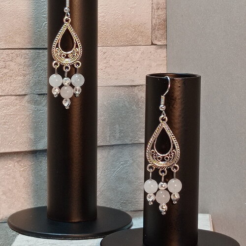 Boucles d'oreilles chandelier avec perles "roseline"