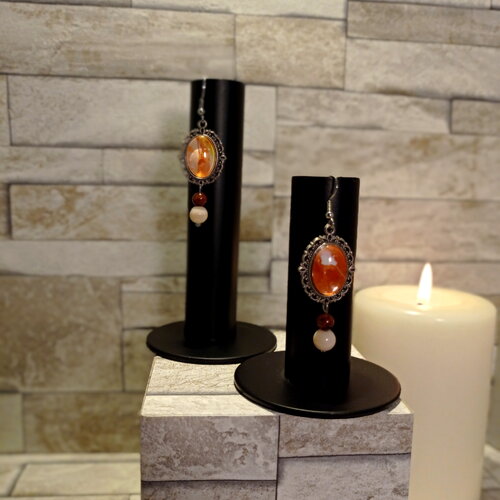 Boucles d'oreilles avec cabochon et perles "carmen"