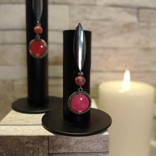 Boucles d'oreilles avec cabochons et perles "clémence"