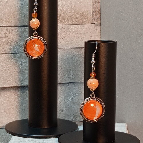 Boucles d'oreilles avec cabochons et perles "gaelle"