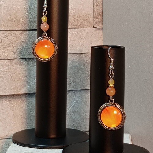 Boucles d'oreilles avec cabochons et perles "gaelle"