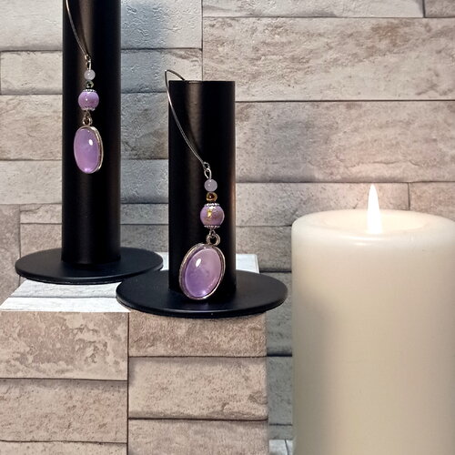 Boucles d'oreilles avec cabochons et perles "iris"