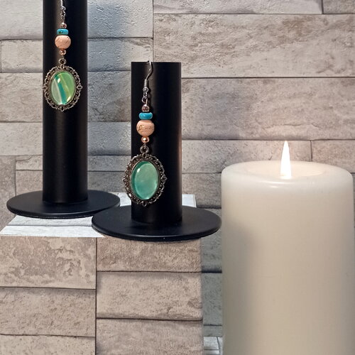 Boucles d'oreilles avec cabochons et perles "julie"