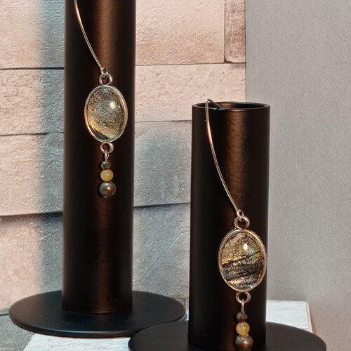 Boucles d'oreilles avec cabochons et perles "luna"