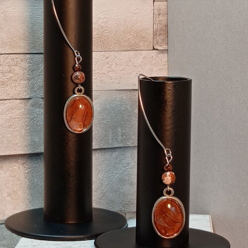Boucles d'oreilles avec cabochons et perles "olivia"