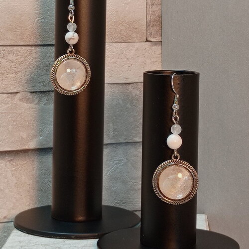 Boucles d'oreilles avec cabochons et perles "roseline"