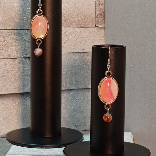 Boucles d'oreilles avec cabochons et perles "tahia"