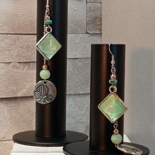 Boucles d'oreilles avec cabochons et perles "julie"