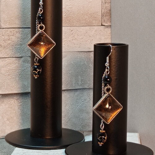 Boucles d'oreilles avec cabochons et perles "luna"