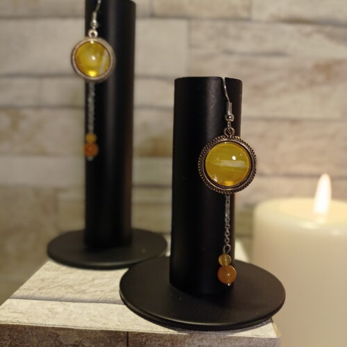 Boucles d'oreilles avec cabochons et perles "olivia"