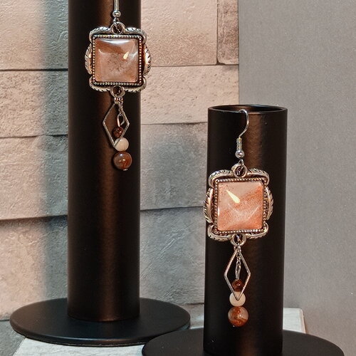 Boucles d'oreilles avec cabochons et perles "olivia"