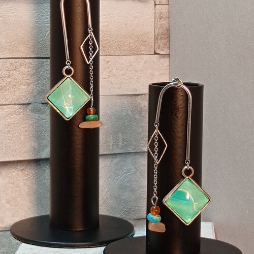 Boucles d'oreilles avec cabochons et perles "julie"