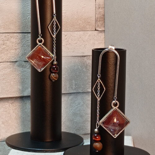 Boucles d'oreilles avec cabochons et perles "olivia"