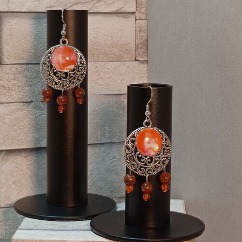 Boucles d'oreilles avec cabochons et perles "carmen"