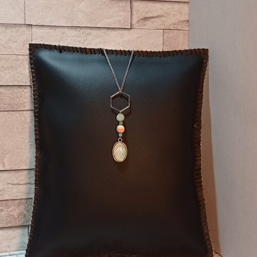 Collier cabochon et perles "julie"