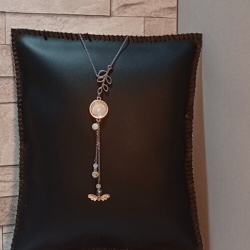 Collier cabochon et perles "roseline"