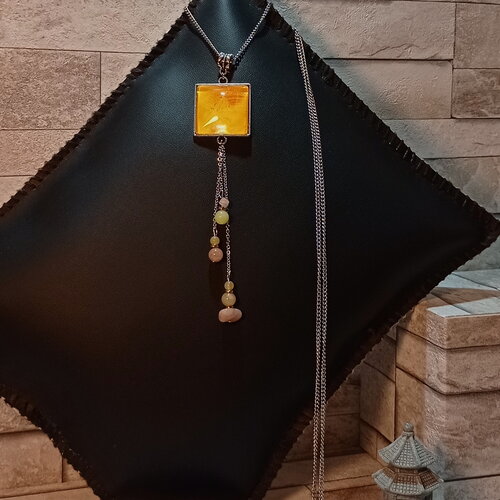Collier sautoir cabochon et perles "gaelle"