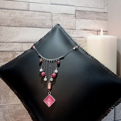 Collier cabochon et perles "clémence"