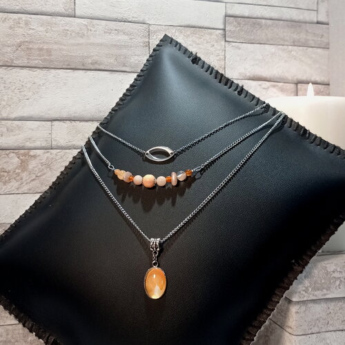 Collier multi rangs cabochon et perles "tahia"
